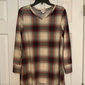 Lularoe NWOT XS Plaid V-Neck Women's Tunic Top